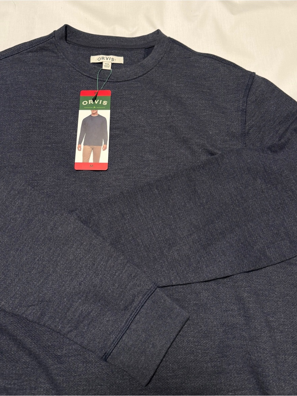 Orvis Crewneck Pullover Mens M Blue Heathered Long Sleeve Sweatshirt NWT